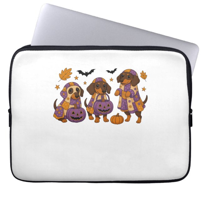Capa Para Notebook Dachshund Dog Ghost Halloween (Frente)