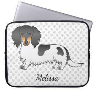 Capa Para Notebook Dachshund E Nome De Cabelo Longo Preto E Tano