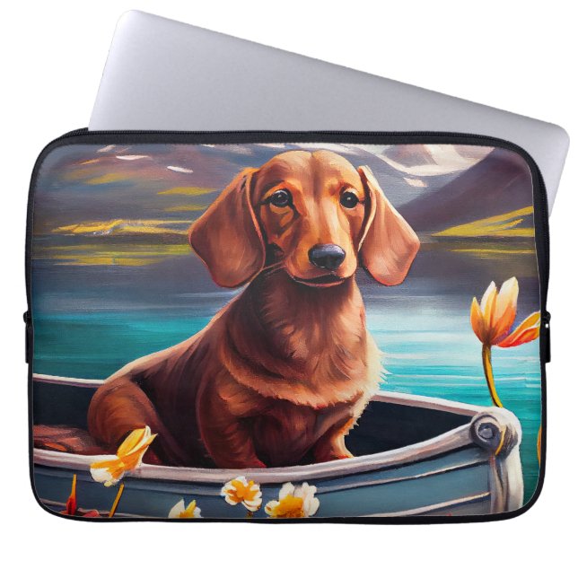 Capa Para Notebook Dachshund em um remo: Uma aventura cênica (Frente)