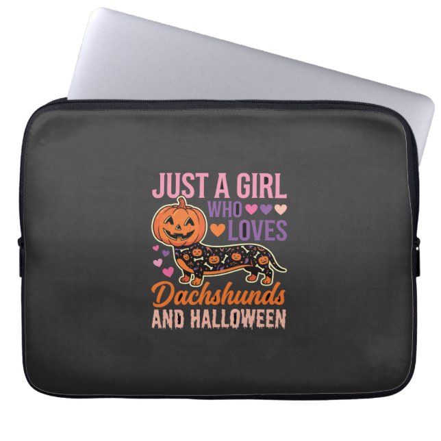 Capa Para Notebook Dachshund Engraçado Abóbora de Halloween Amante de (Frente)