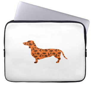 Capa Para Notebook Dachshund Pumpkin Witch Bat Funny Spooken Hallowee