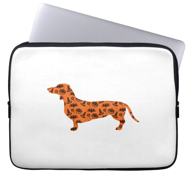 Capa Para Notebook Dachshund Pumpkin Witch Bat Funny Spooken Hallowee (Frente)