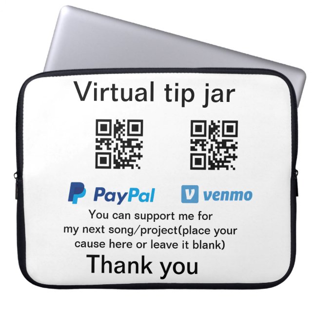 Capa Para Notebook Dádiva virtual jar q r código doação de moeda PayP (Frente)