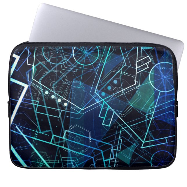 Capa Para Notebook Dados Geométricos Digitais Abstratos Arte Azul (Frente)