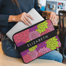 Capa Para Notebook Dahlia Flores, Flores Coloridas, Seu Nome