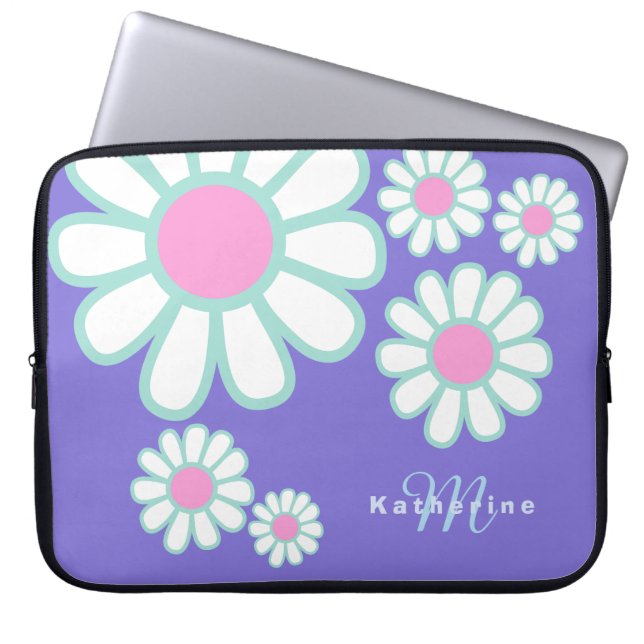 Capa Para Notebook Daisy Simple Monograma Roxo (Frente)