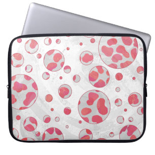Capa Para Notebook Dálmata de Bolinhas Rosa e Branco