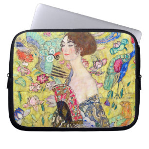 Capa Para Notebook Dama com Leque de Gustav Klimt, Japonismo Vintage