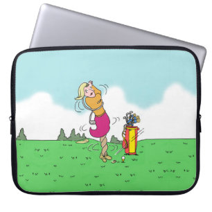 Capa Para Notebook Dama Jogando Golfe e Enganando uma Torcida