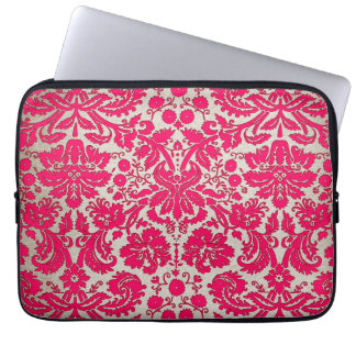 Capa Para Notebook Damasco cor-de-rosa e Dourado de néon
