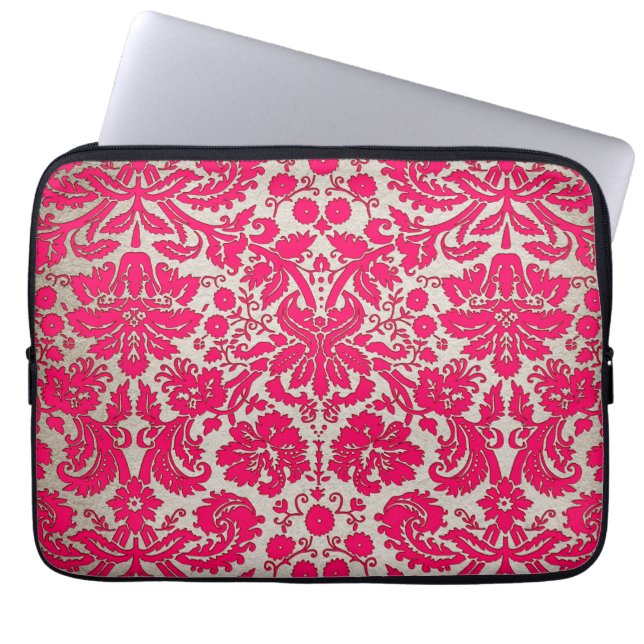 Capa Para Notebook Damasco cor-de-rosa e Dourado de néon (Frente)