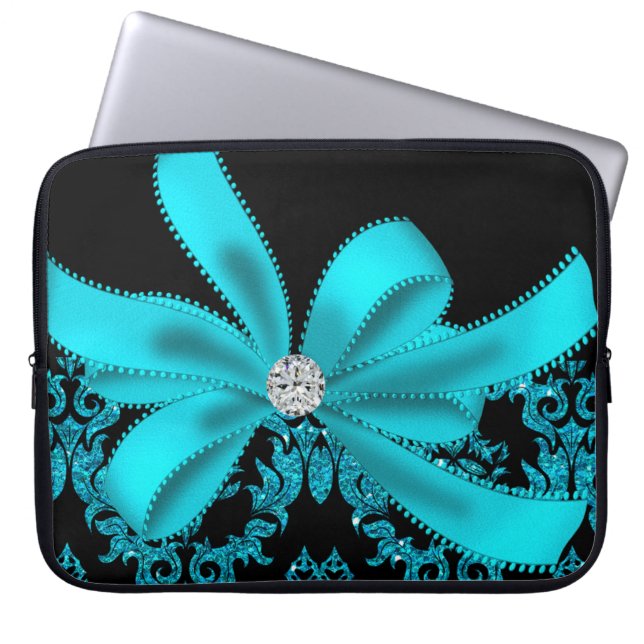 Capa Para Notebook Damasco do diamante (brilho da cerceta) (Frente)