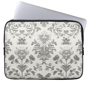 Capa Para Notebook Damasco Floral Branco Vitoriano Vintage