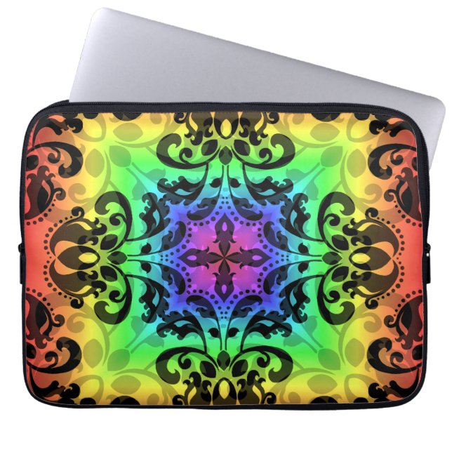 Capa Para Notebook Damasco quadrado arco-íris Funky de 13" (Frente)