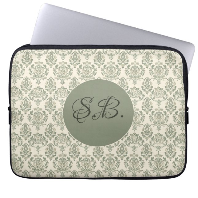Capa Para Notebook Damasco Verde (Frente)