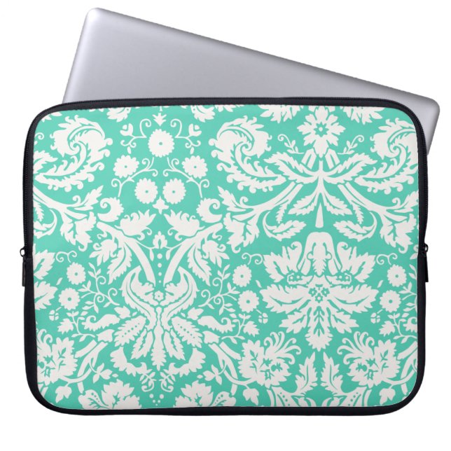 Capa Para Notebook Damasco verde de Seafoam (Frente)