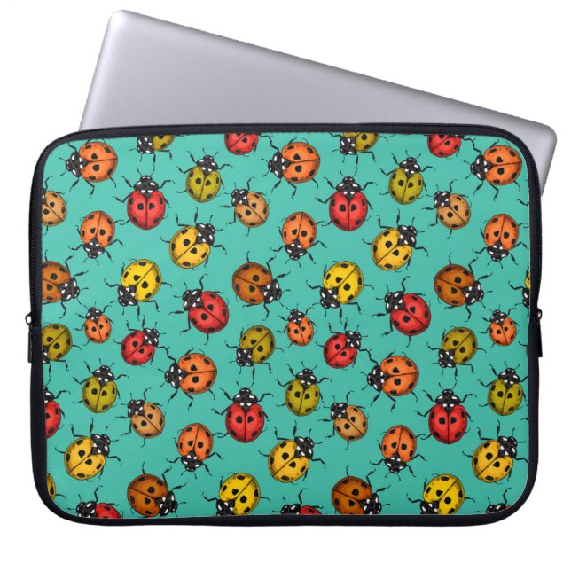 Capa Para Notebook Damascos coloridos em turquesa (Frente)