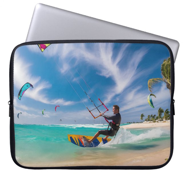 Capa Para Notebook Dançar com o Vento: Uma pipa caribenha surfando Pa (Frente)