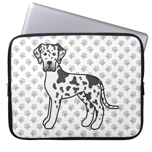 Capa Para Notebook Dane Harlequim Cão de Desenho Animado Fofo & Patas (Frente)