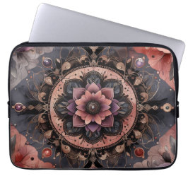 Capa Para Notebook Dark Romance Burgundy Art Deco Floral Summer