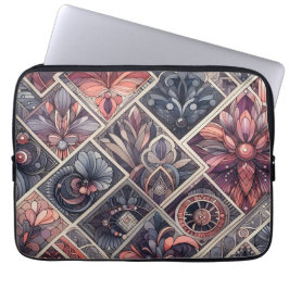 Capa Para Notebook Dark Romance Burgundy Art Deco Floral Summer
