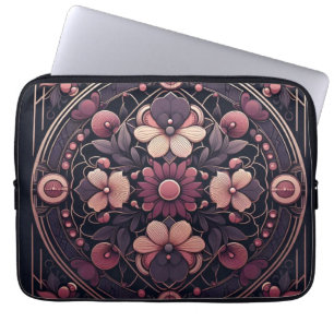Capa Para Notebook Dark Romance Burgundy Art Deco Floral Summer