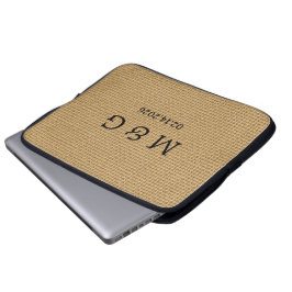 Capa Para Notebook Data de Monograma Personalizado no Padrão de Juta