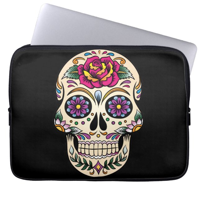Capa Para Notebook Day of the Dead Sugar Skull with Rose (Frente)