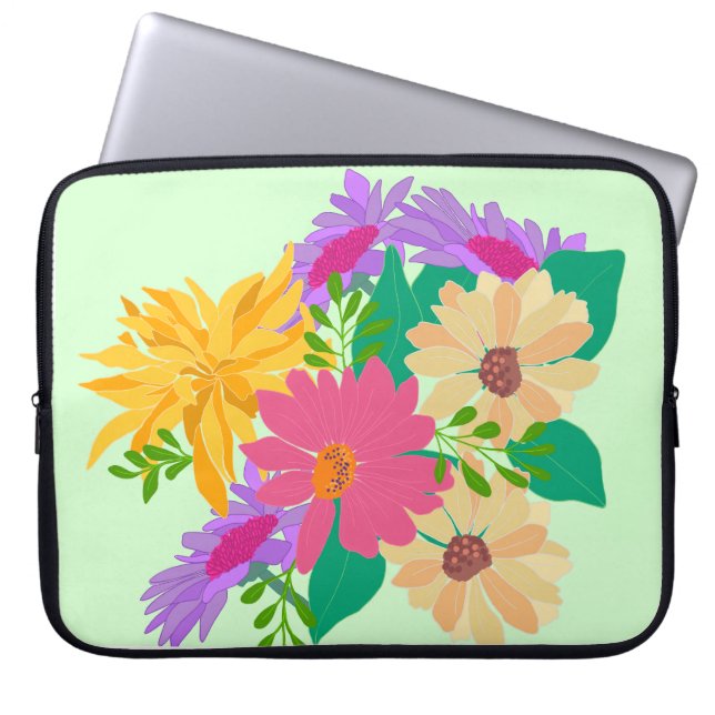 Capa Para Notebook Deanna Day iPad Eletrônicos Bag Floral Seafoam (Frente)