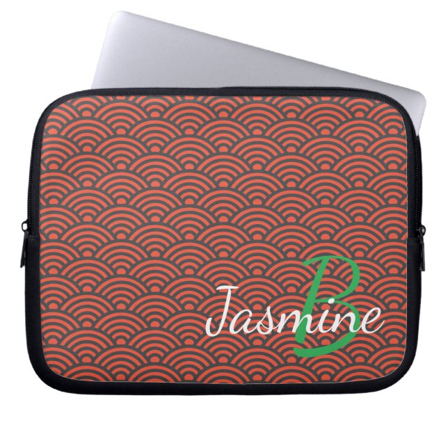Capa Para Notebook Deco e monograma clássicos de onda vermelha japone (Frente)
