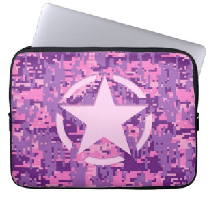 Capa Para Notebook Decor de Camuflagem Digital Rosa-Quente