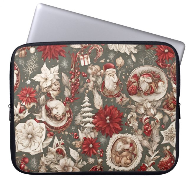 Capa Para Notebook decoração de natal, flores (Frente)