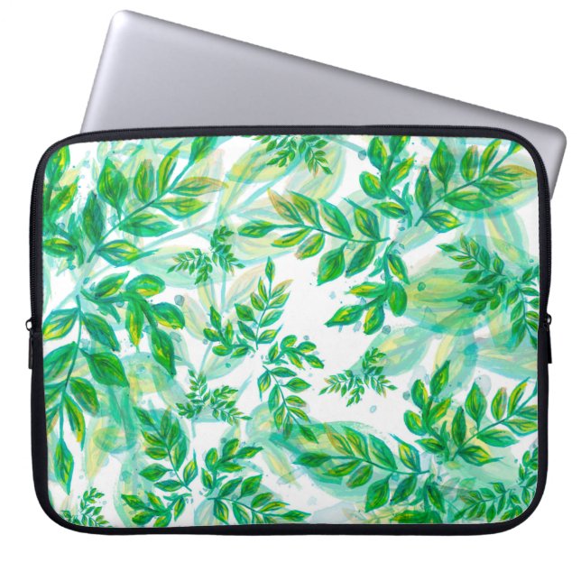 Capa Para Notebook Deixa uma planta natural de padrão verde (Frente)