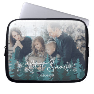 Capa Para Notebook Deixe-o nevar   Flocos de neve Foto de Natal de pi