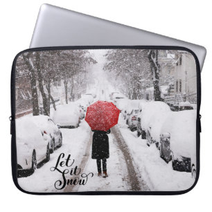 Capa Para Notebook Deixe-o nevar guarda-chuva vermelha Cena de inve