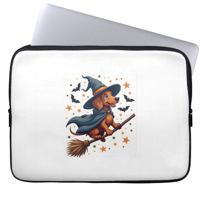 Capa Para Notebook Delícia de Dachshund Bruxa (Frente)