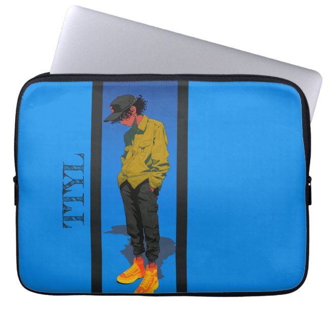 Capa Para Notebook descansando Vibes, em Teal, Eletrônicos Bag (Frente)