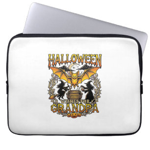 Capa Para Notebook Desejos de Halloween Vovô Morcego Caldeirão de Bru