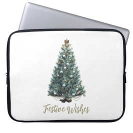 Capa Para Notebook Desejos Festivos. Desenho de árvore de Natal