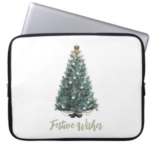 Capa Para Notebook Desejos Festivos. Desenho de árvore de Natal