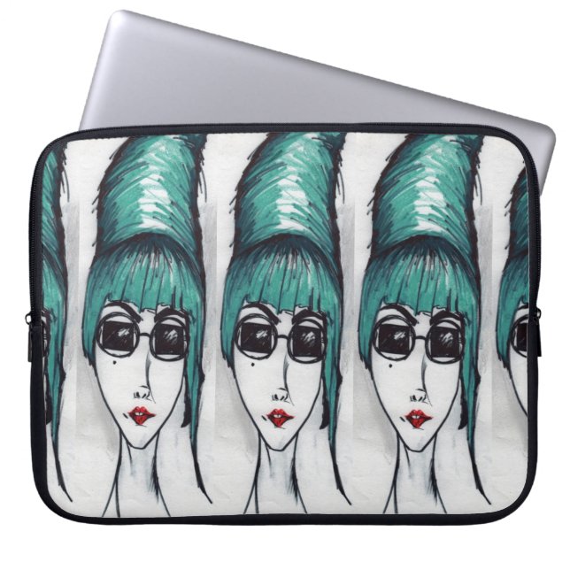 Capa Para Notebook Desenho Artístico de Óculos de Sol Teal Colmeia Mã (Frente)