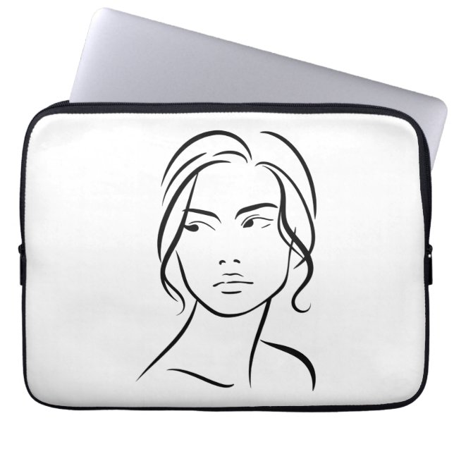 Capa Para Notebook Desenho da face de uma mulher de linha 4 (Frente)
