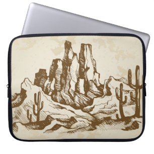 Capa Para Notebook Desenho desenhado à mão. Deserto paisagístico típi