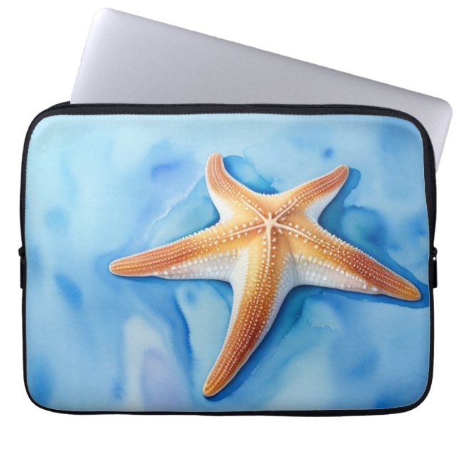 Capa Para Notebook Desenho em aquarela de Estrela-do-Mar (Frente)