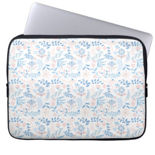 Capa Para Notebook desenho floral boho estampa bloco azul rosa femini