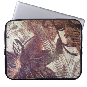 Capa Para Notebook Desenho Floral Marrom Abstrato 1
