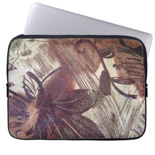 Capa Para Notebook Desenho Floral Marrom Abstrato 1