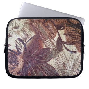Capa Para Notebook Desenho Floral Marrom Abstrato 1