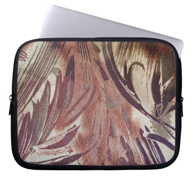 Capa Para Notebook Desenho Floral Marrom Abstrato 2 (Frente)