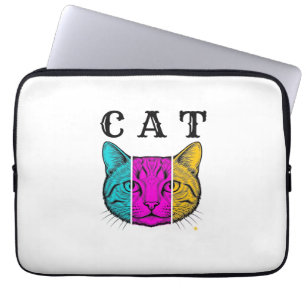 Capa Para Notebook Desenho Gráfico de Bloco de Cor de Gato Gravado Vi